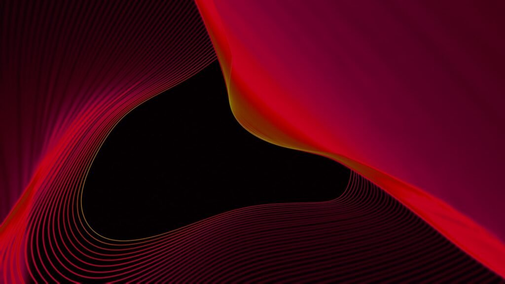 a red and black background with wavy lines. Business automation