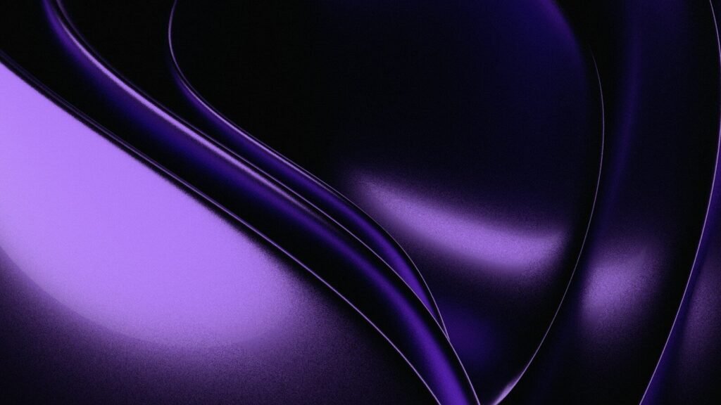Abstract flowing curves in shades of deep purple and dark violet